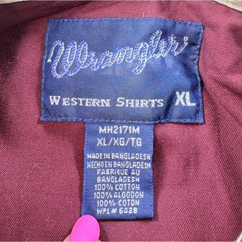 Wrangler Vintage Mens Western Shirt Pearl Snap Long Sleeve Aztec Size XL - Picture 4 of 7